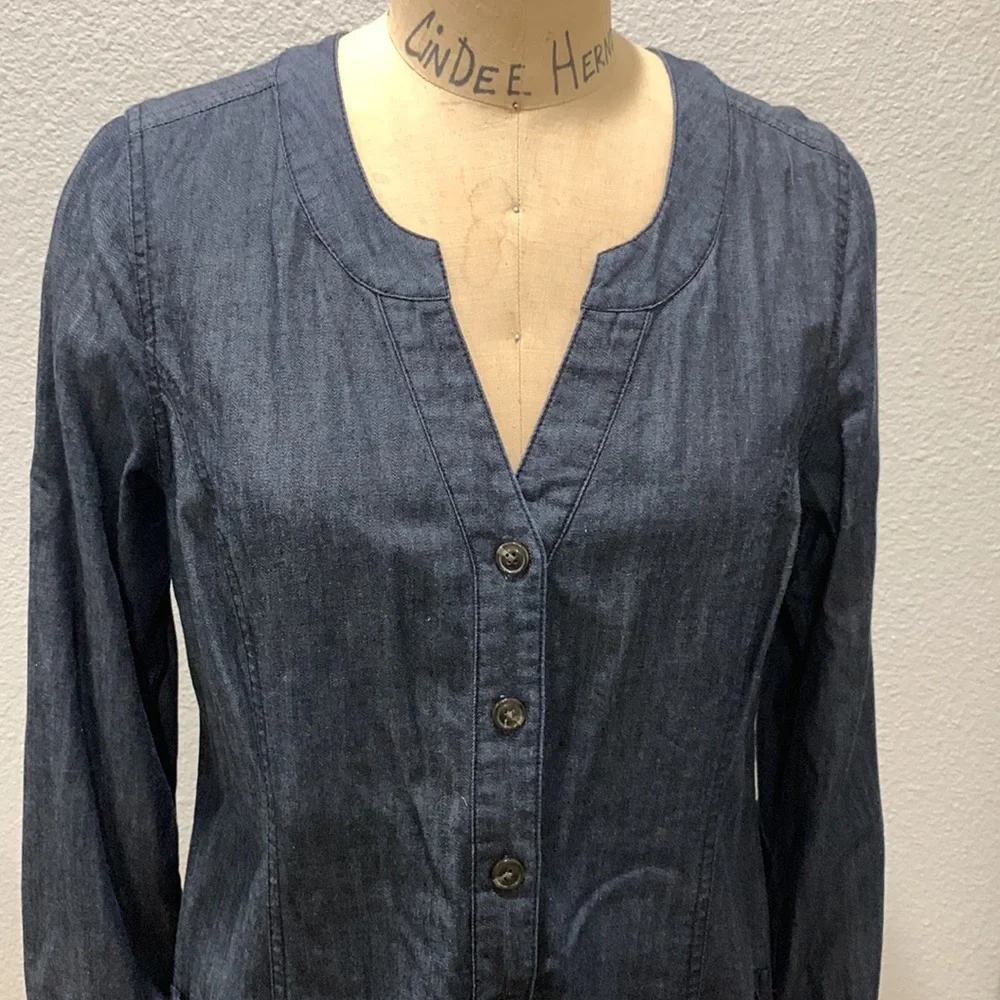 Boden princess seamed denim sheath dress with long sleeves size US 10R or UK 14R - Picture 3 of 7